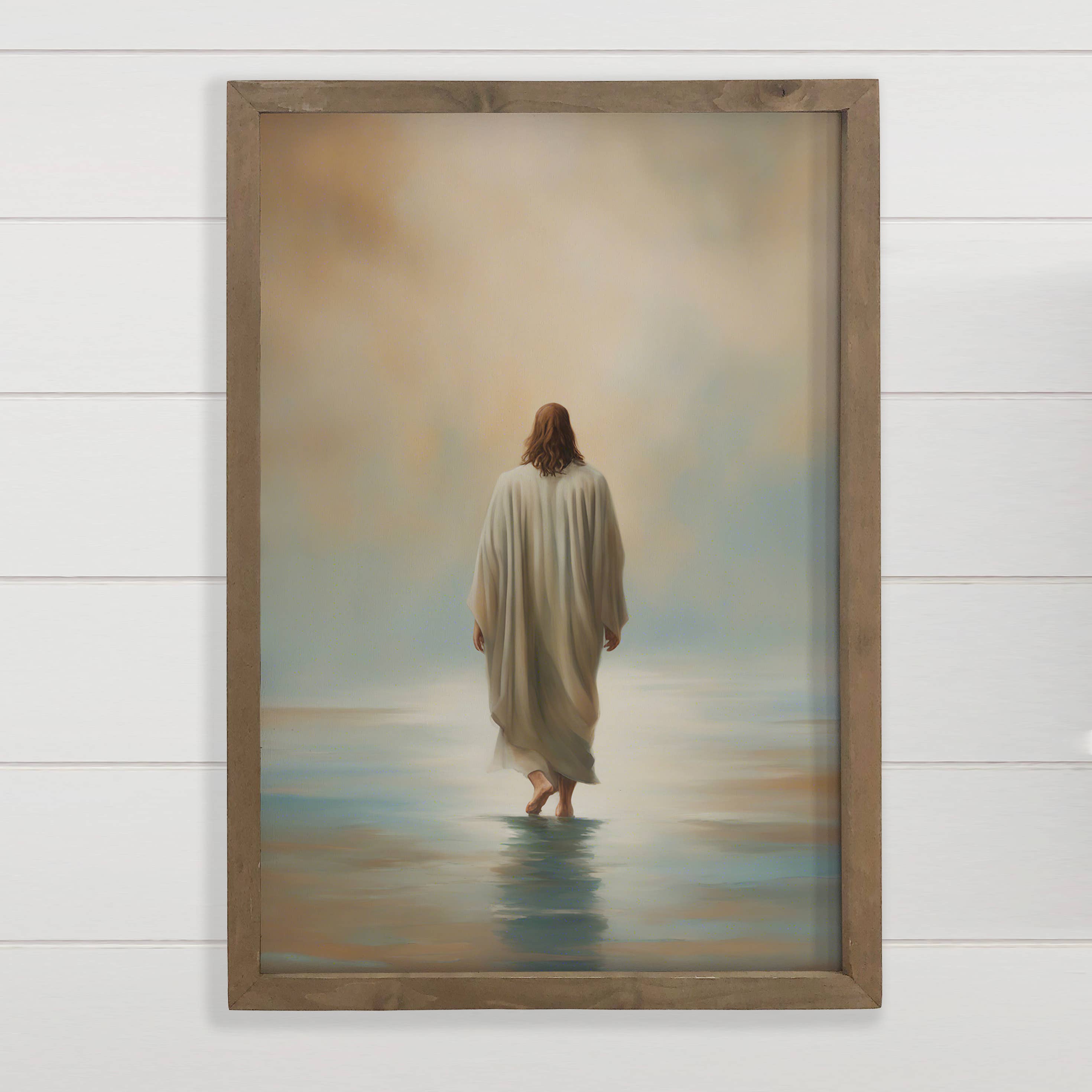 Jesus Christ Walking on Water - Jesus Canvas Art - Framed