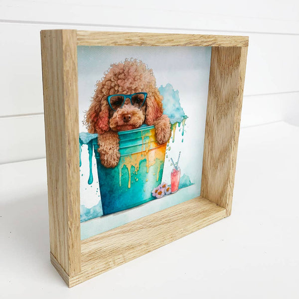 Golden Doodle Summer Dog Small Canvas Sign- Cute Dog Sign