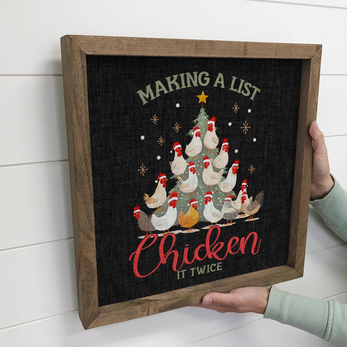 Making a List Chicken it Twice Christmas Tree - Chicken Art