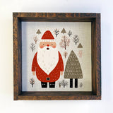 Scandinavian Santa - Cute Holiday Canvas Art - Wood Framed