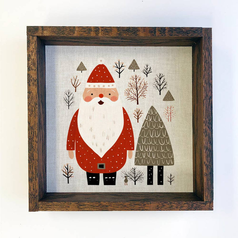 Scandinavian Santa - Cute Holiday Canvas Art - Wood Framed