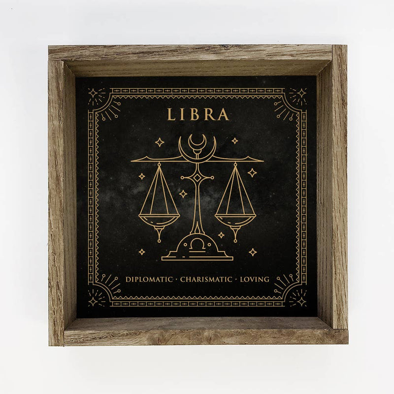 LIbra Zodiac Horoscope Sign Canvas and Wood Wall Art