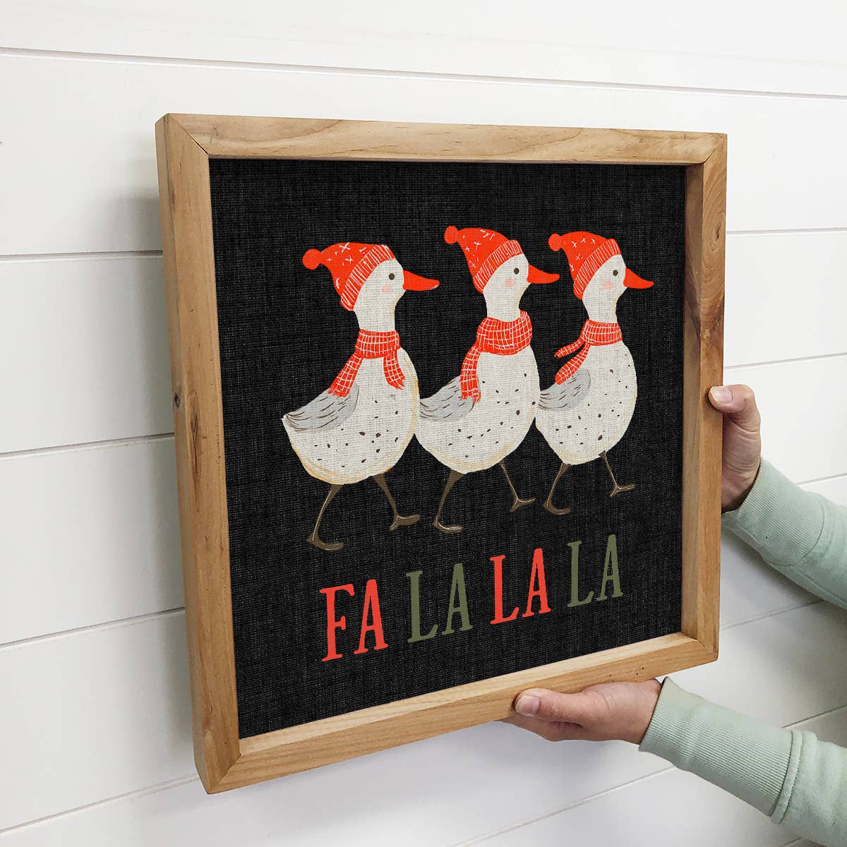 Fa La La La Winter Ducks - Christmas Canvas Art - Framed Art