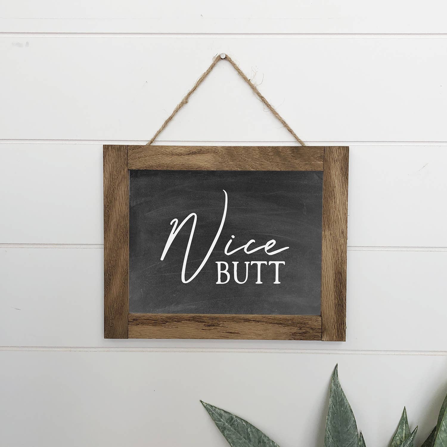 Funny Bathroom Wall Decor - Nice Butt Canvas Wood Sign