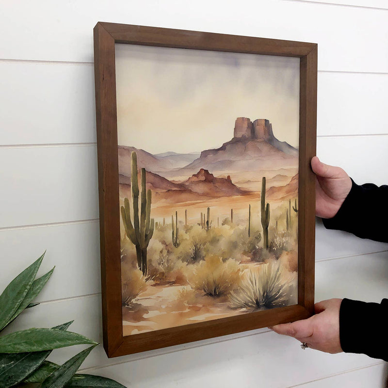 Arizona Desert Landscape - Landscape Canvas Art - Wood Frame