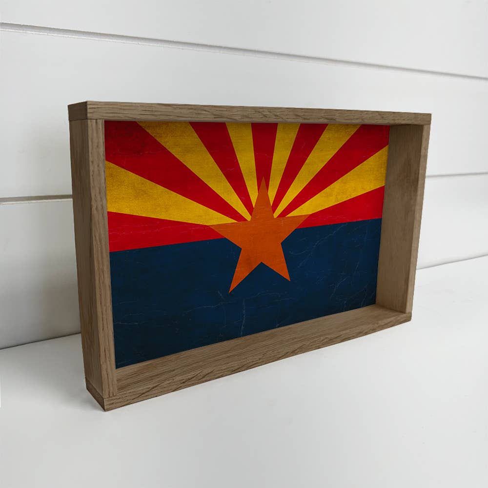 Arizona Vintage Flag - Any State Framed Canvas Art Wood Sign