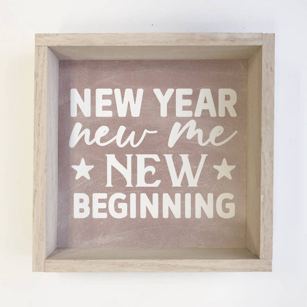 New Year New Me - New Years Eve Canvas Art - Wood Framed