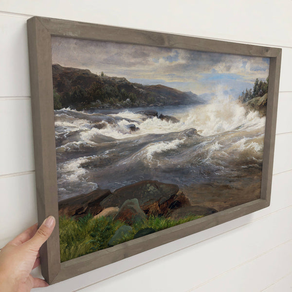 Churning Bay Waters - Nature Canvas Art - Wood Framed Decor