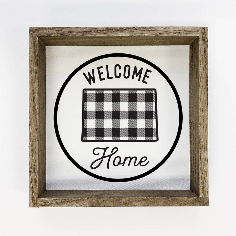 Welcome Home Colorado Buffalo Plaid Small Canvas Sign