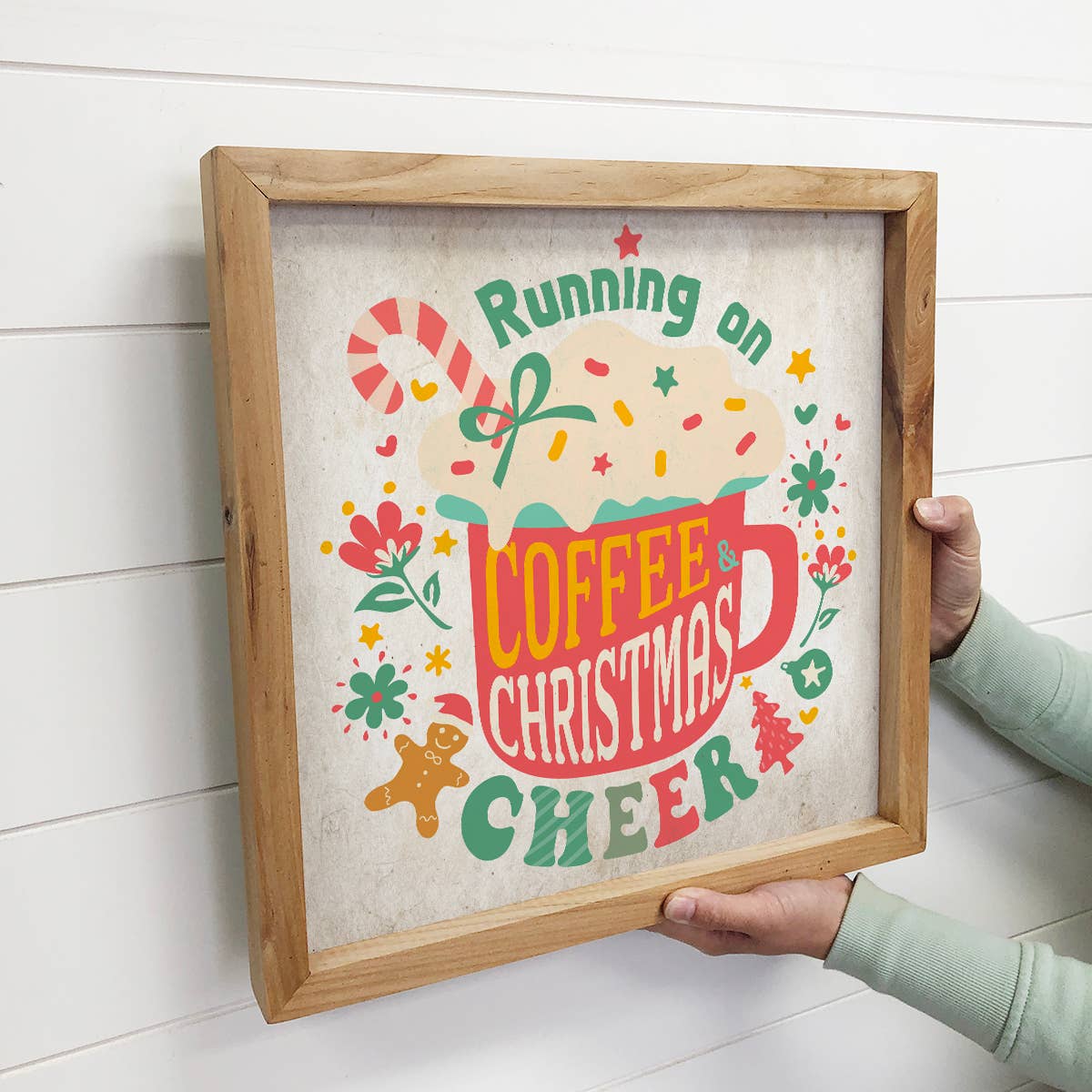 Running on Christmas Cheer and Coffee - Christmas Canvas Art