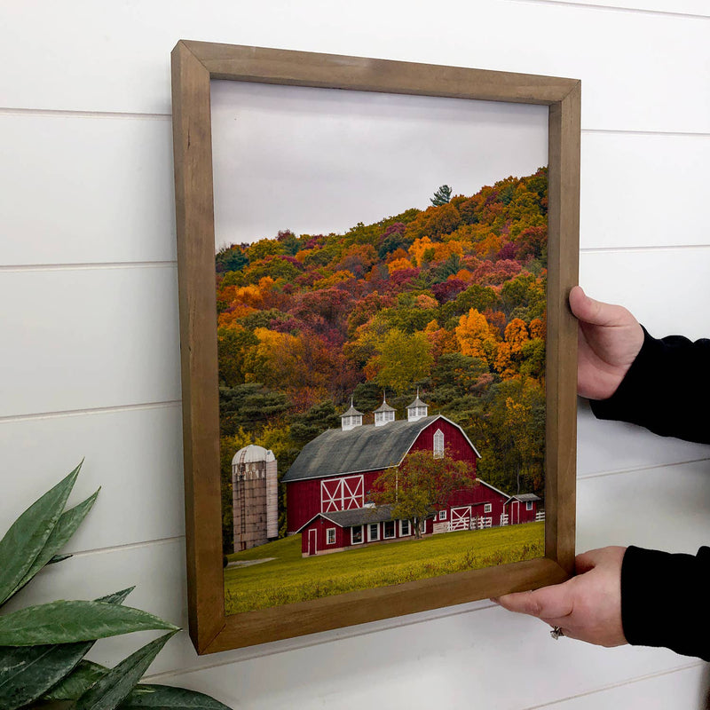 Fall Hillside Barn Wall Art - Fall Landscape Canvas Art