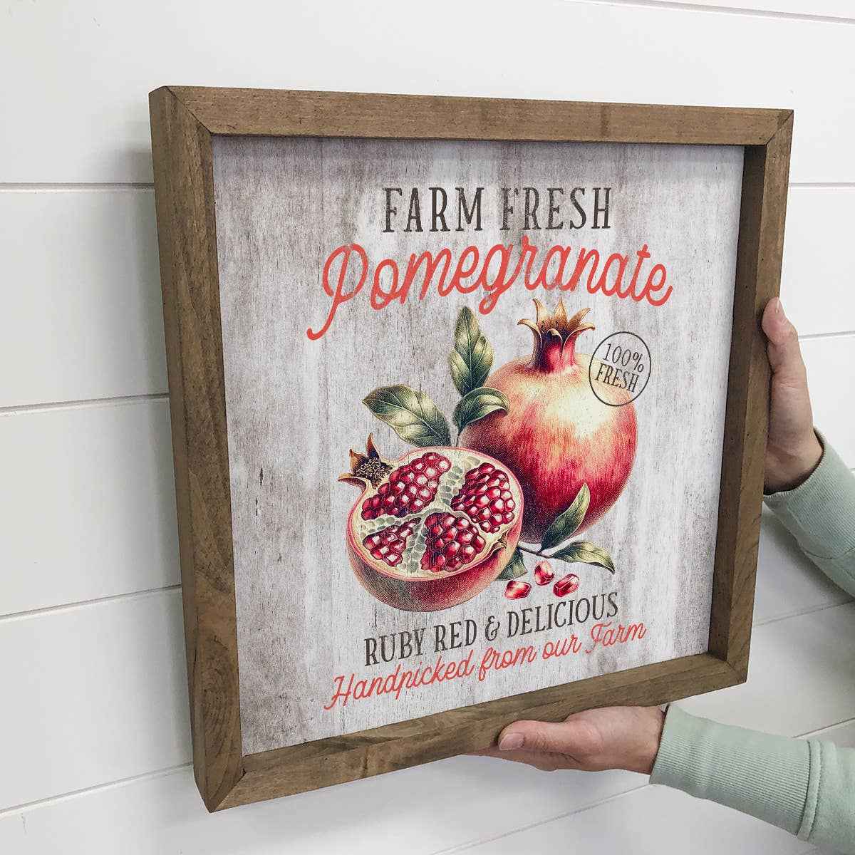 Farm Fresh Pomegranate - Farm Fruit Canvas Art - Wood Framed