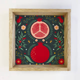 Folk Art Pomegranate - Pomegranate Canvas Art - Wood Framed