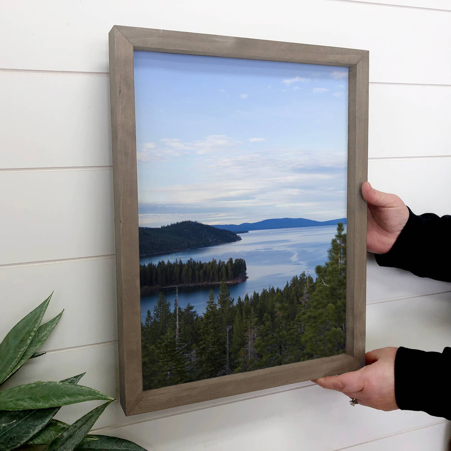 Puget Sound - Framed Nature Canvas Art - Lake House Wall Art