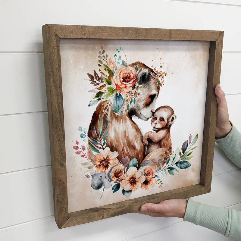 Mama and Baby Monkey - Cute Mother's Day Sign for Moms