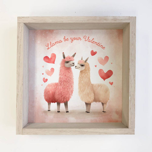 Llama Be Your Valentine - Valentines Day Canvas Art - Framed