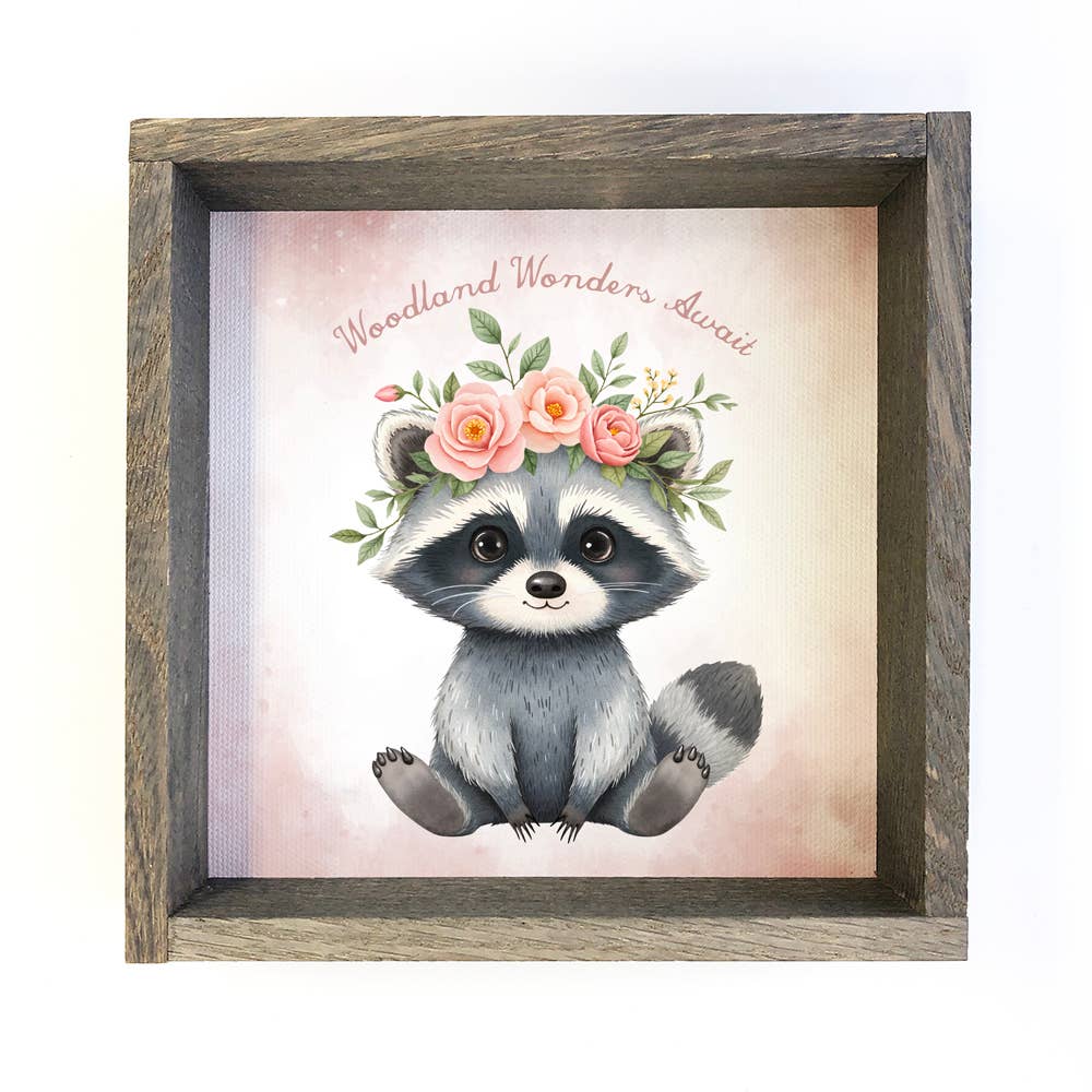 Woodland Wonders Await Raccoon - Cute Raccoon Canvas Art