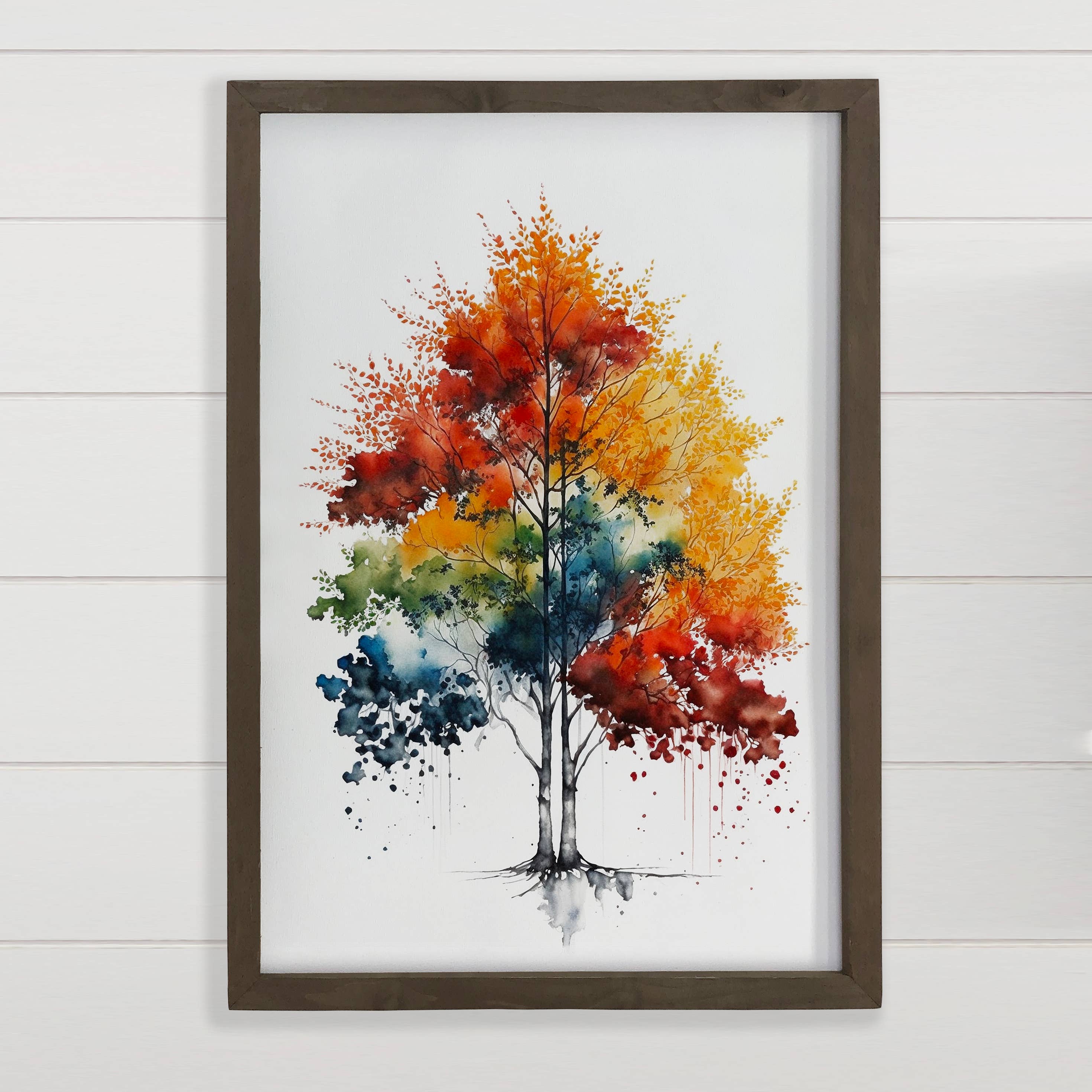 Pair of Trees Growing Together - Framed Nature Wall Art