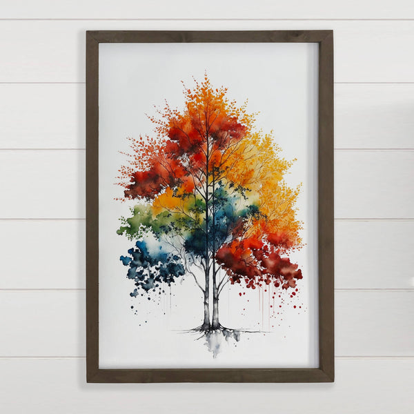 Pair of Trees Growing Together - Framed Nature Wall Art