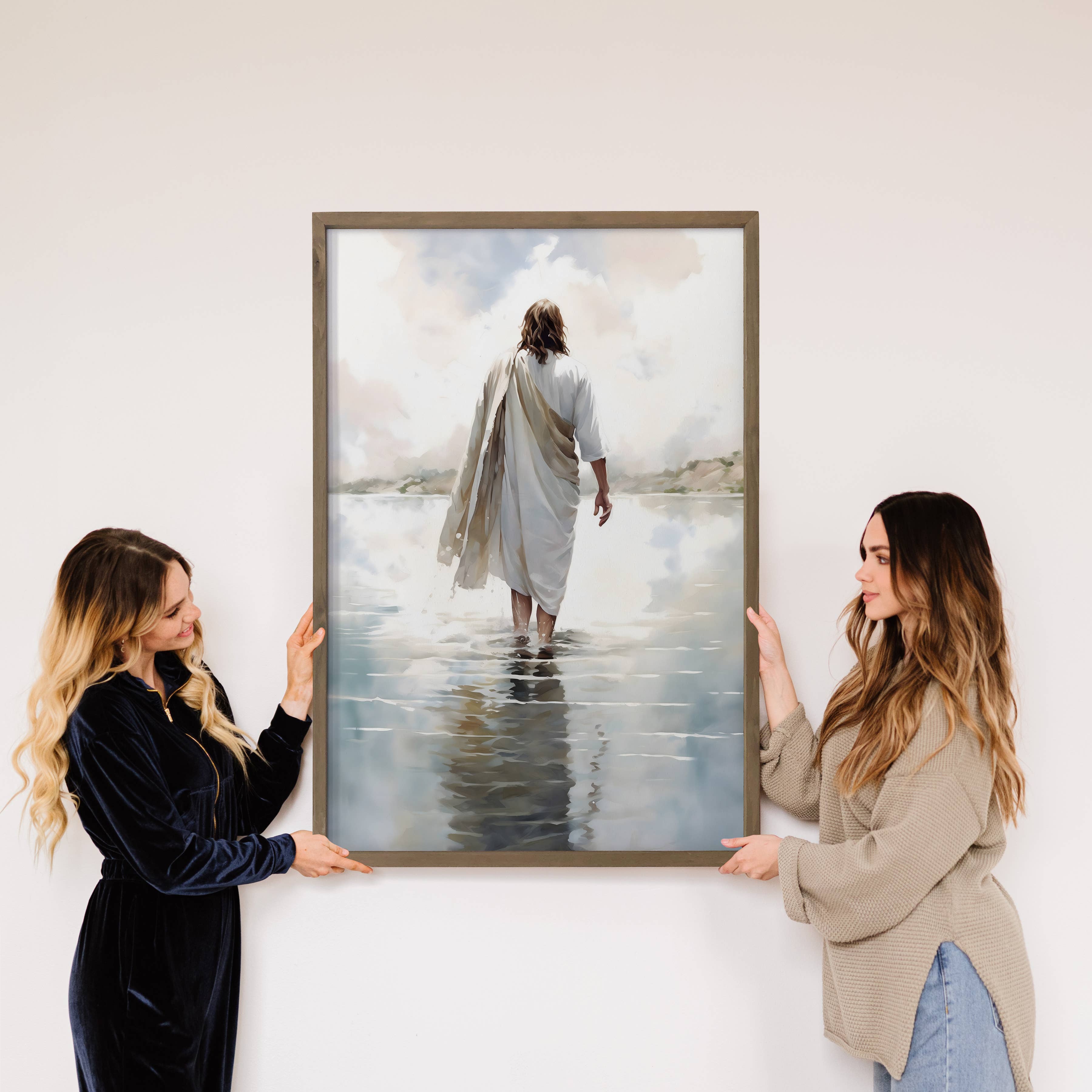 Jesus Walking on Water - Jesus Canvas Art - Wood Framed Art