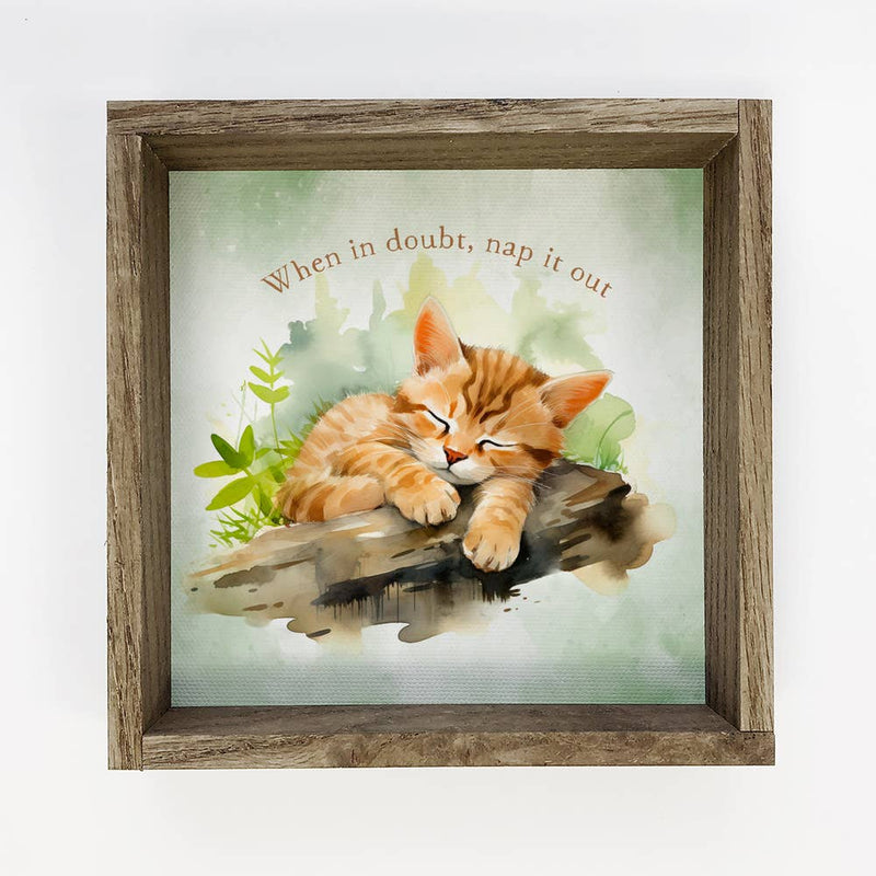 When in Doubt Nap it Out - Funny Cat Canvas Art - Framed Art