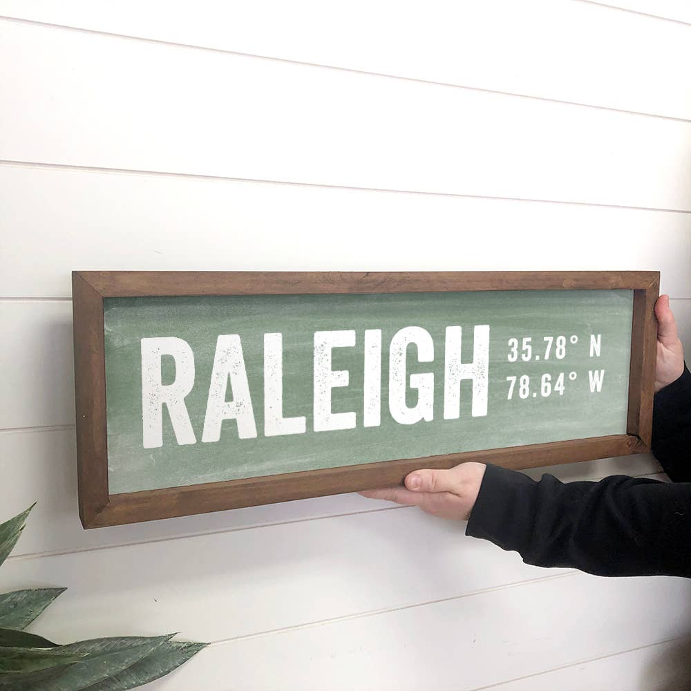 Personalized City & Coordinates Sign - Vintage Block Sign