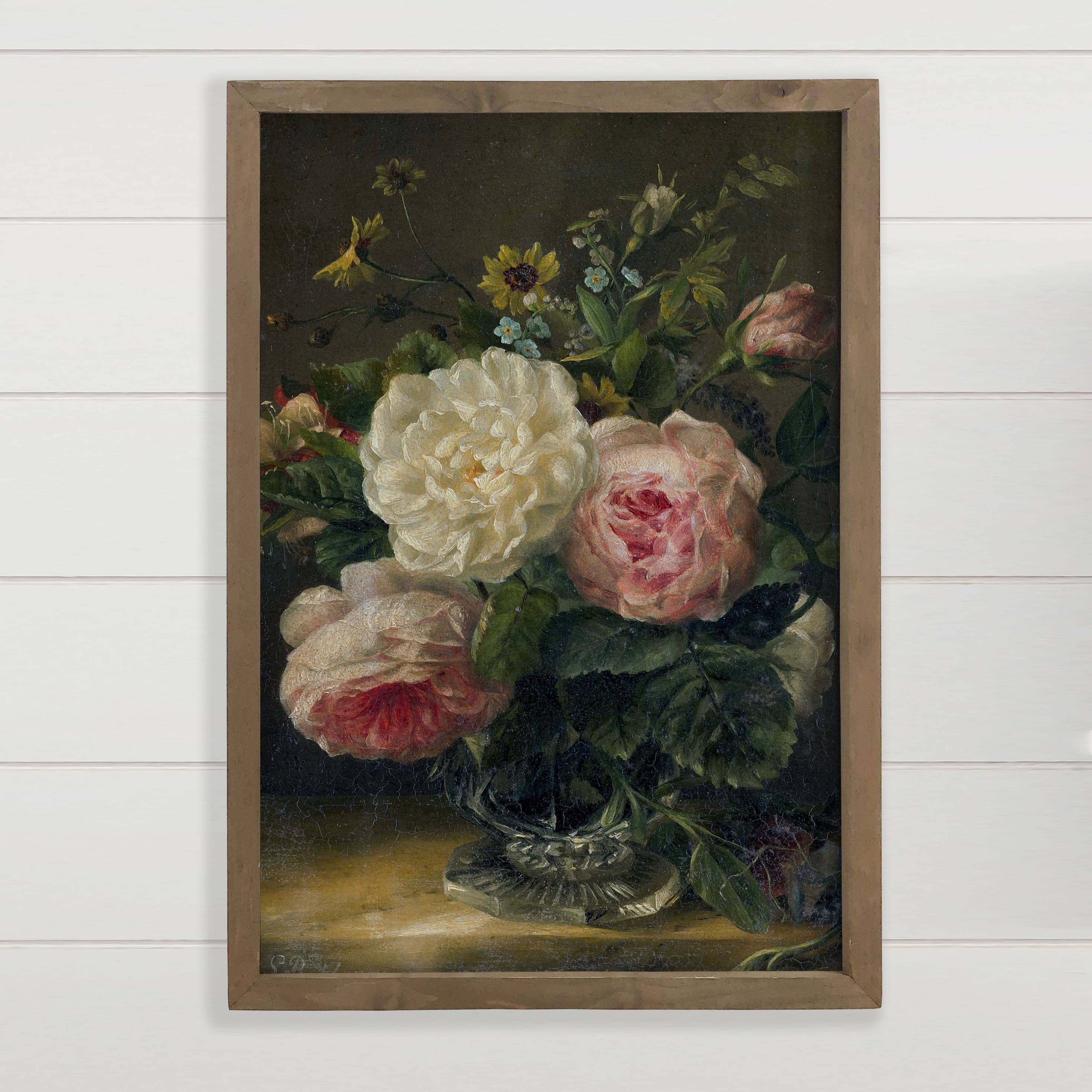 Dark Spring Blooms - Flower Canvas Art - Wood Framed Art