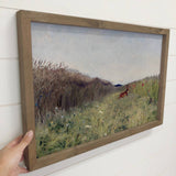 Hare in the Fields - Open Field Canvas Art - Wood Framed Art