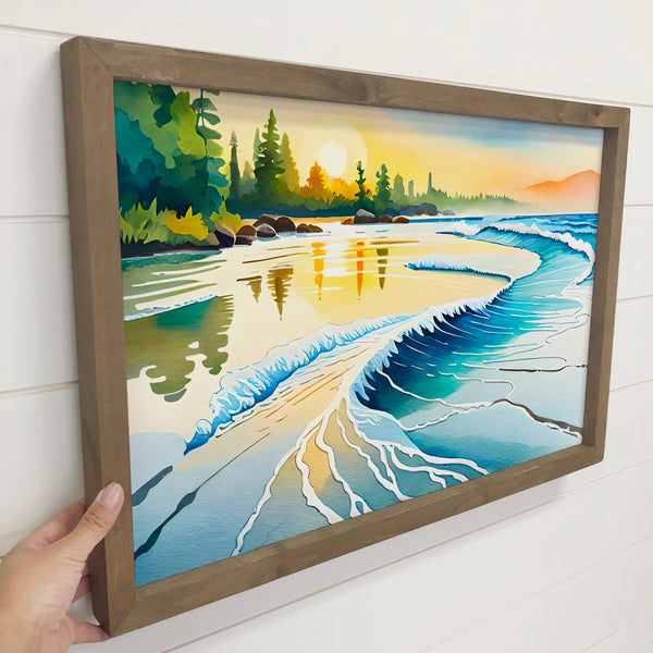 Oregon Coast Riptide - Nature Canvas Art - Wood Framed Decor