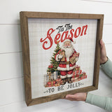 Tis the Season to be Jolly - Vintage Santa Canvas Wall Art