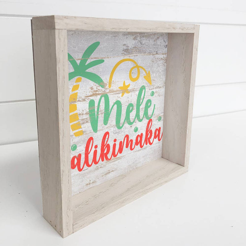 Mele Kalikimaka - Beach House Holiday Word Sign - Framed Art