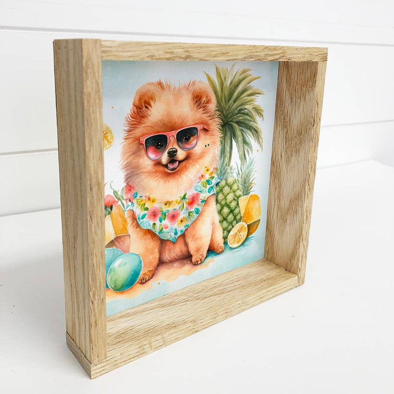 Pomeranian Summer Drink Small Canvas Sign- Funny Cocktail