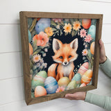 Easter Egg Fox - Cute Springtime Fox Canvas Art - Framed