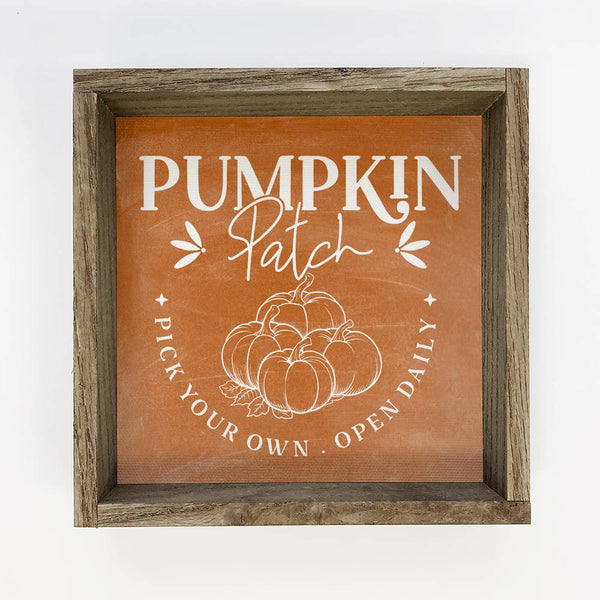 Pumpkin Patch Open Daily - Season Word Wall Art - Framed Art