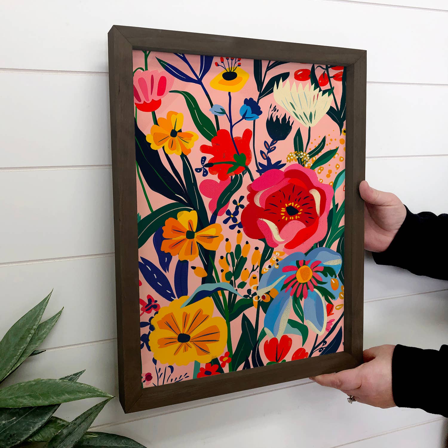 Happy Flowers - Vibrant Floral Canvas Art - Wood Framed Art