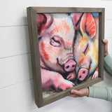 Two Pigs Painting - Cute Pig Watercolor - Farm Animal Art