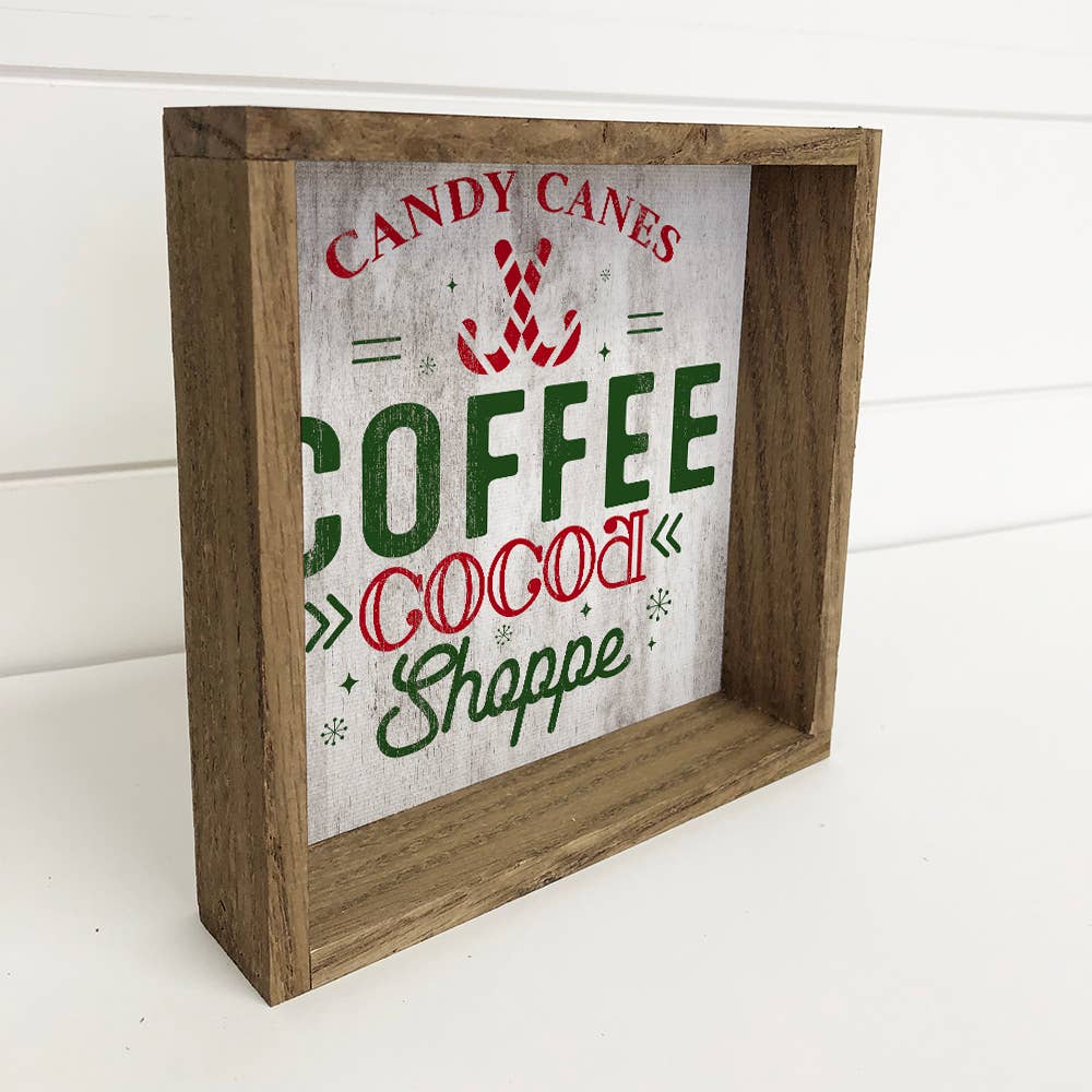 Candy Cane Coffee Cocoa Shoppe - Christmas Canvas Art