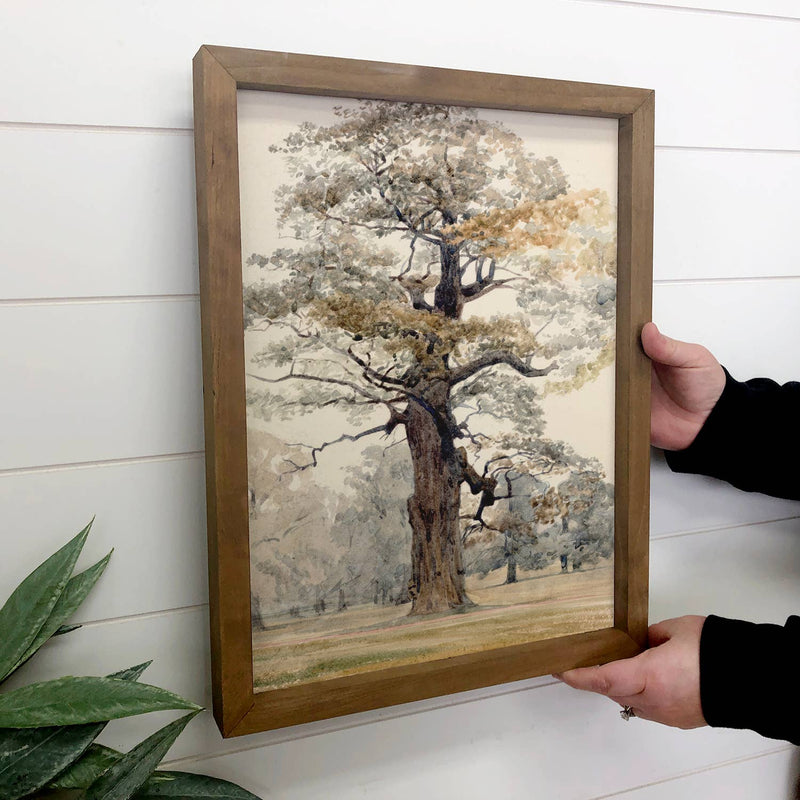 Grand Oak Tree - Framed Nature Wall Art - Lake House Decor