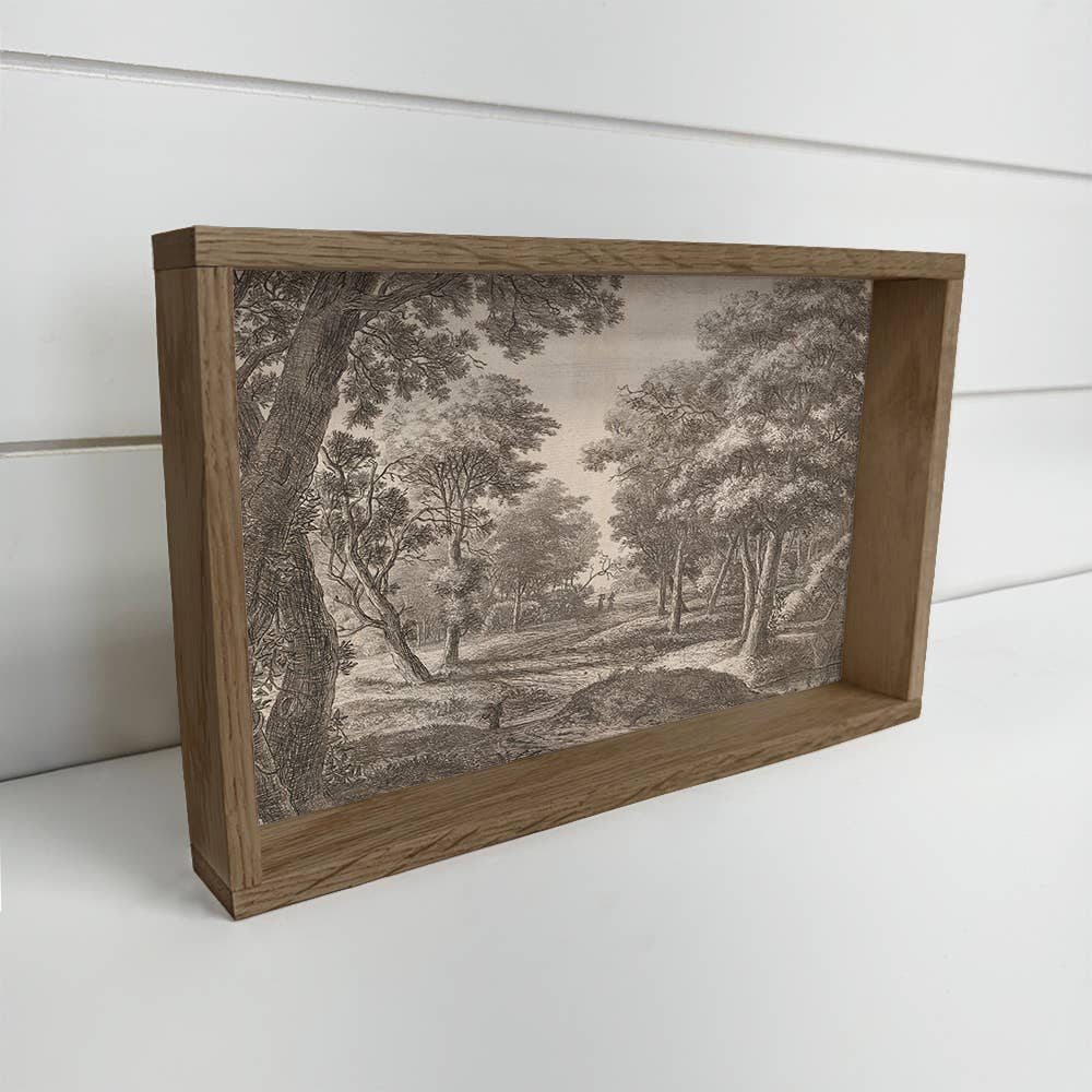 Out of the Woods - Landscape Sketch Canvas Art - Wood Framed