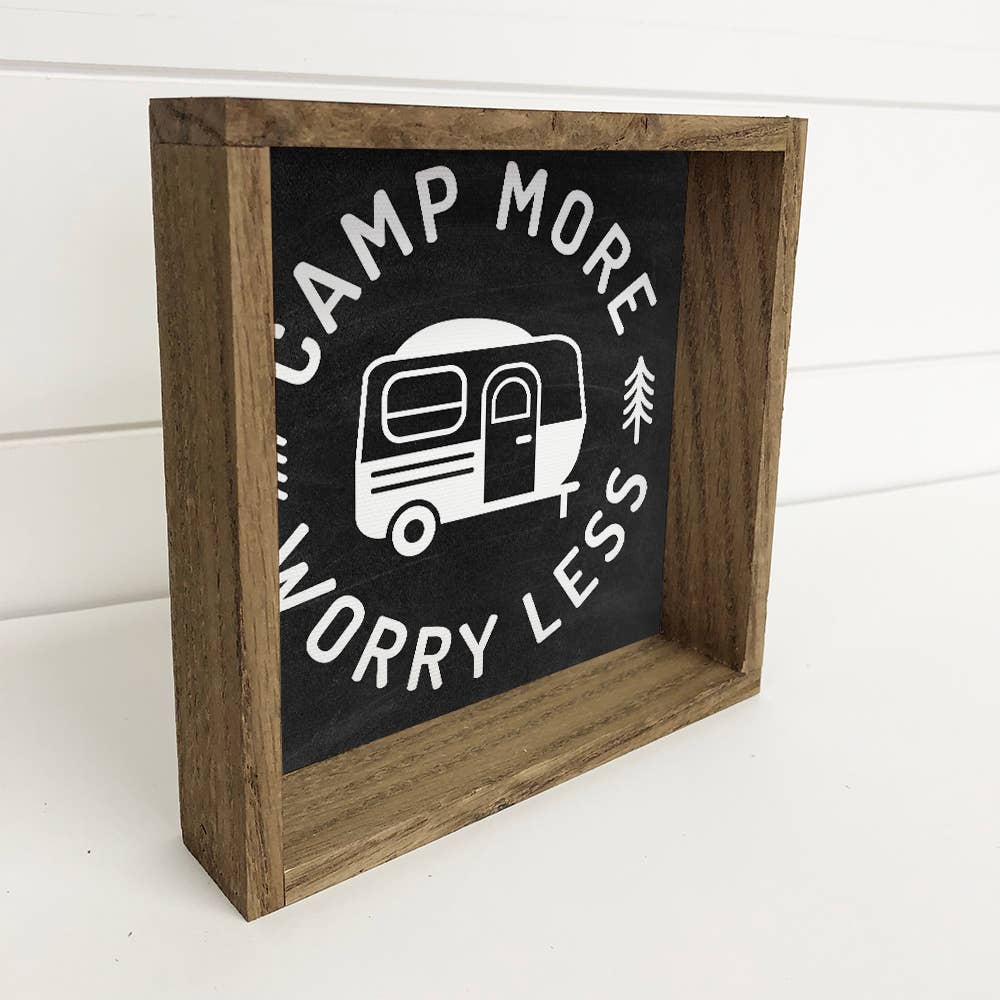 Camp More Worry Less - Cute Adventure Word Sign - Framed Art