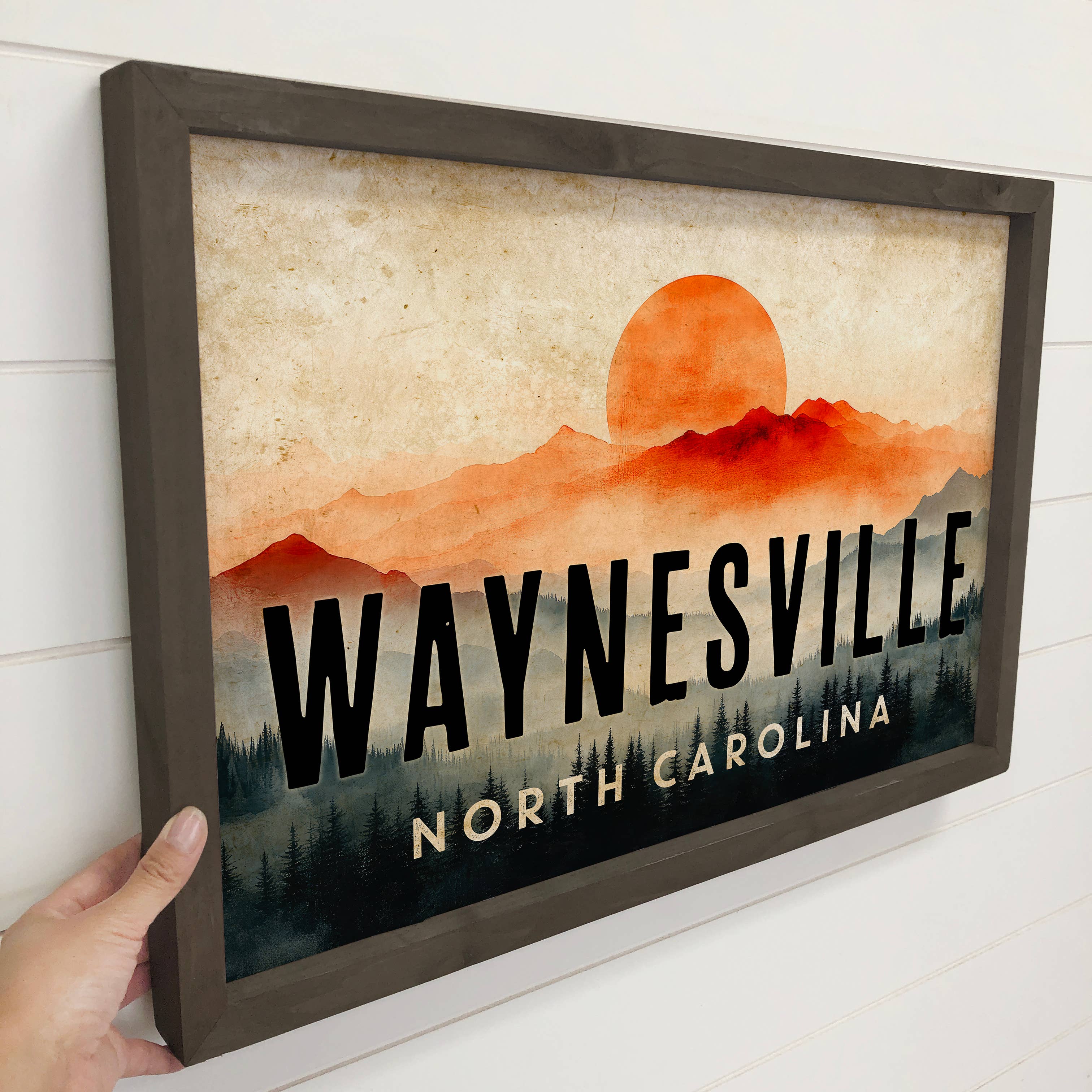 Burnt Orange Mountain Range - Custom Location Canvas Art