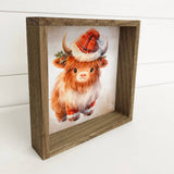 Cute Christmas Baby Highland Calf - Animal Holiday Canvas