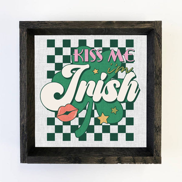 Retro Kiss Me I'm Irish - St. Patrick's Day Canvas Art