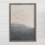 Birds Over Gray Mountain - Nature Canvas Wall Art - Framed