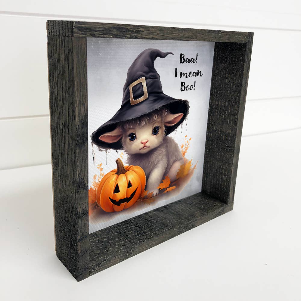 Lamb Witch - Framed Animal Canvas Art - Fall Season Wall Art