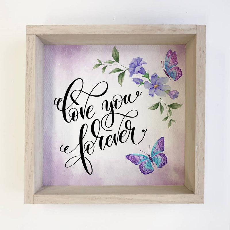 Love You Forever Purple Butterflies Small Canvas Gift