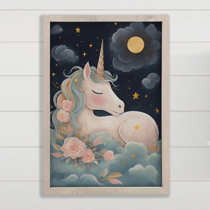 Sleeping Pretty Unicorn Wall Art - Nursery Canvas Art