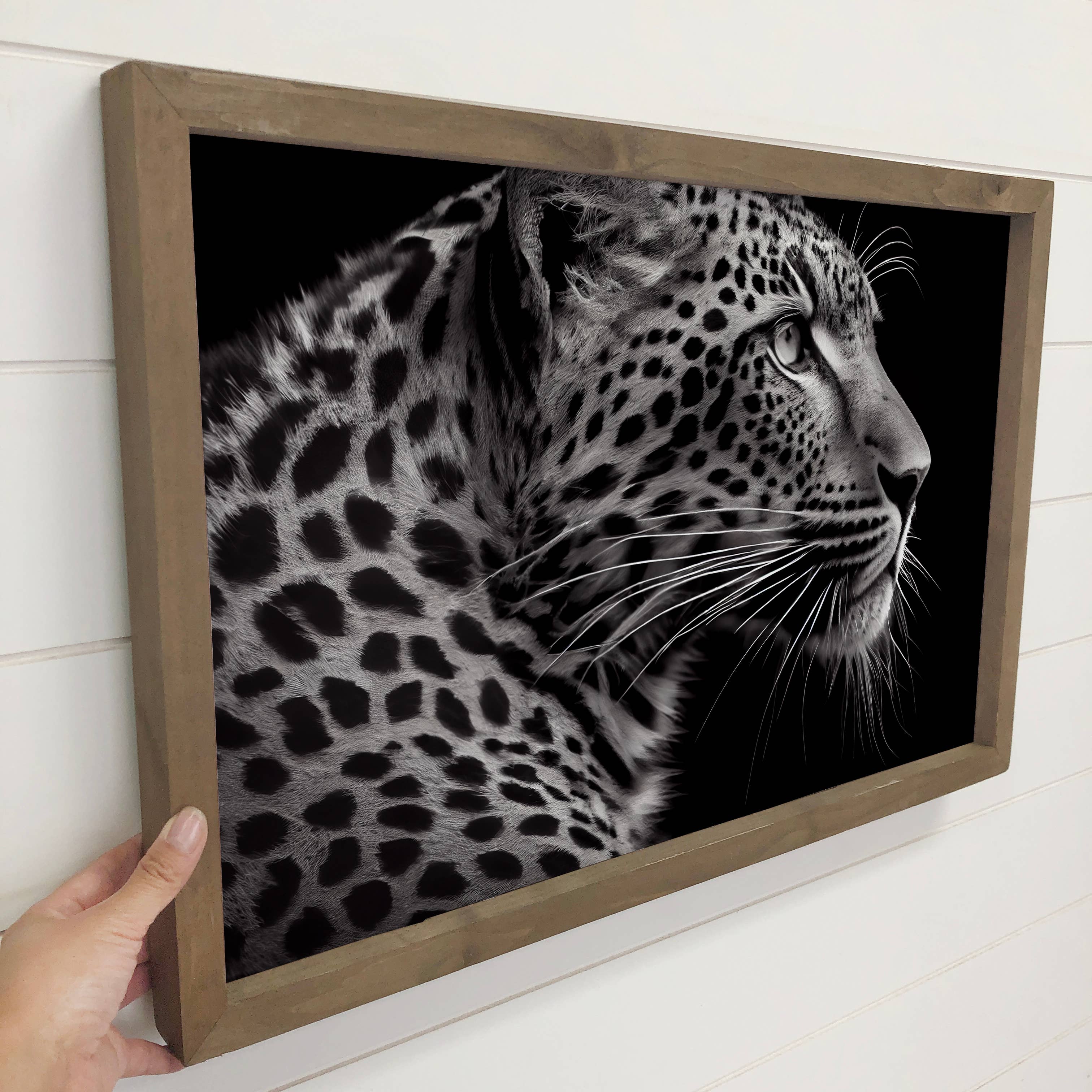 Black White Jaguar Face - Wildlife Photography - Framed Art