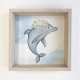 Cute Dolphin Wood Sign - Ocean Theme Room Decor Art