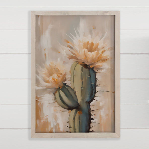 Blooming Saguaro Canvas Art II - Wood Framed Canvas Wall Art
